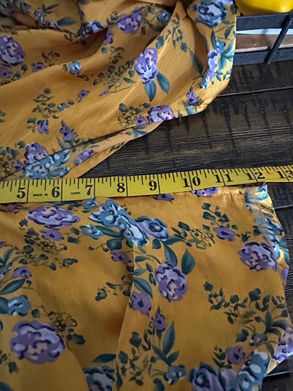 Bronx and Banco Mustard Yellow Floral Dress with Purple & Green Print - Picture 3 of 8